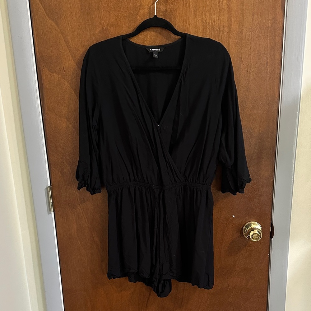 Express Elegant Black Wrap Romper